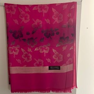 Cashmere 100% pashmina NWOT. Hot pink, light pink & grey.  27” wide & 70” long.